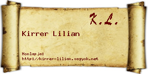 Kirrer Lilian névjegykártya